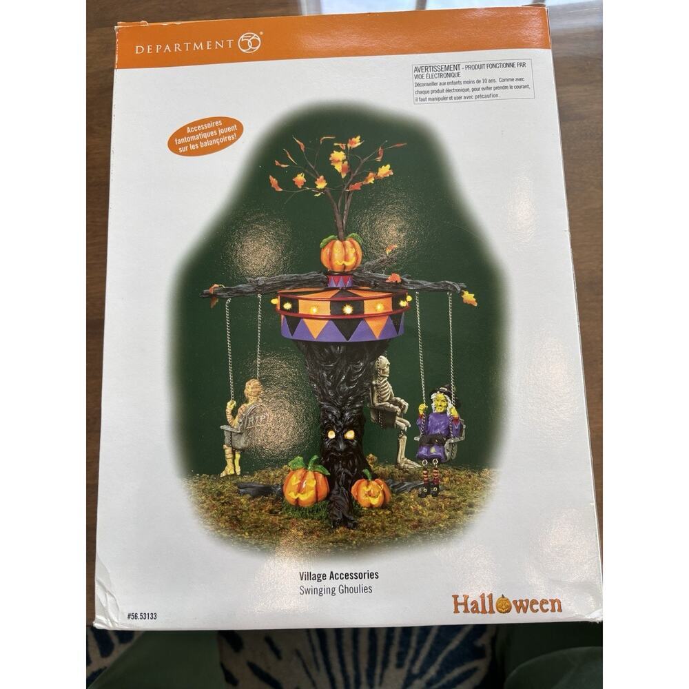 Dept 56 Halloween Village Accessory Swinging Ghoulies 2003 In Box Animated - Picture 2 of 8